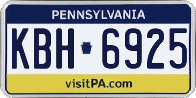 PA license plate KBH6925