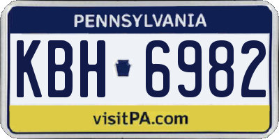 PA license plate KBH6982