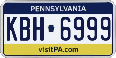 PA license plate KBH6999
