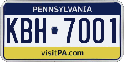 PA license plate KBH7001