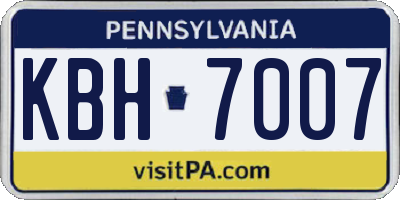 PA license plate KBH7007