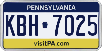 PA license plate KBH7025