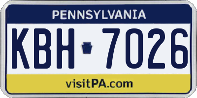 PA license plate KBH7026