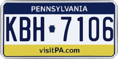 PA license plate KBH7106