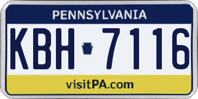 PA license plate KBH7116