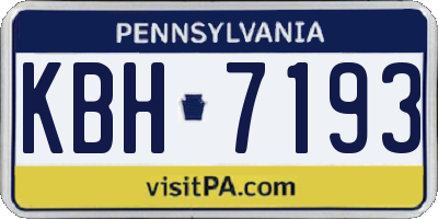 PA license plate KBH7193