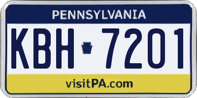 PA license plate KBH7201
