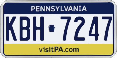 PA license plate KBH7247