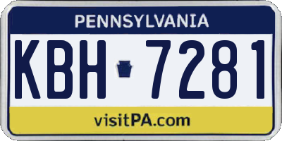 PA license plate KBH7281