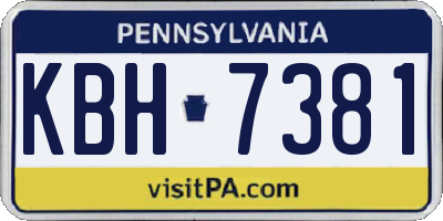 PA license plate KBH7381