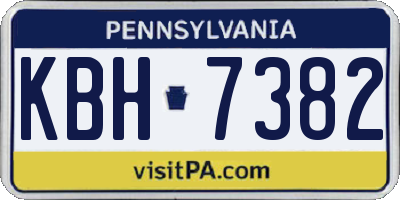 PA license plate KBH7382