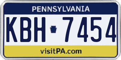 PA license plate KBH7454
