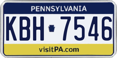 PA license plate KBH7546