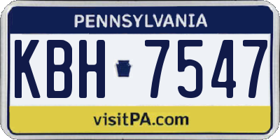 PA license plate KBH7547