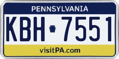PA license plate KBH7551
