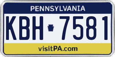PA license plate KBH7581