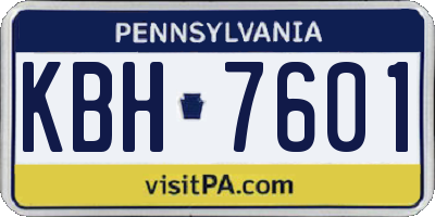 PA license plate KBH7601