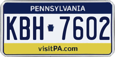 PA license plate KBH7602