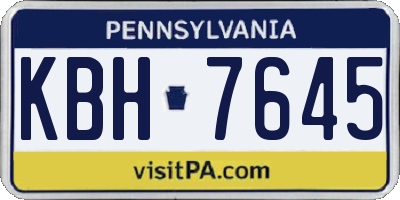 PA license plate KBH7645