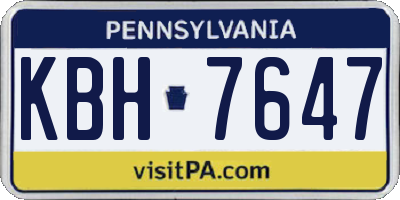 PA license plate KBH7647