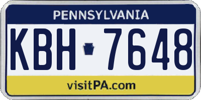 PA license plate KBH7648