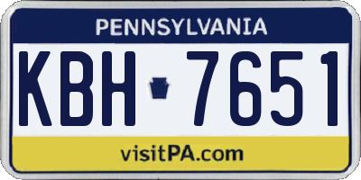 PA license plate KBH7651
