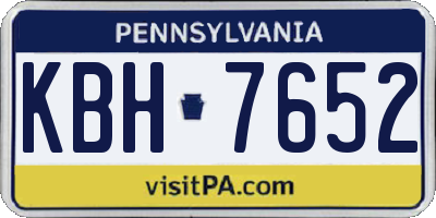 PA license plate KBH7652
