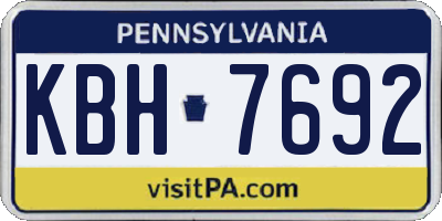 PA license plate KBH7692