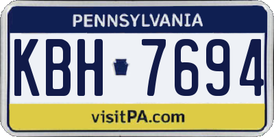 PA license plate KBH7694