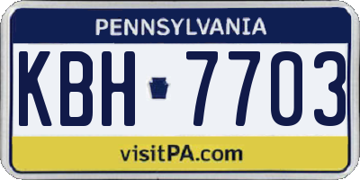 PA license plate KBH7703