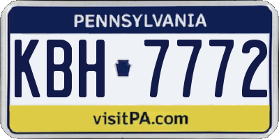 PA license plate KBH7772
