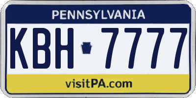 PA license plate KBH7777