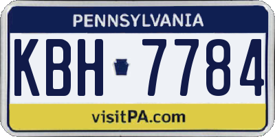 PA license plate KBH7784