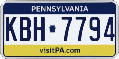 PA license plate KBH7794