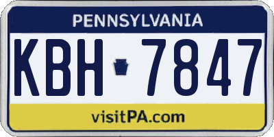 PA license plate KBH7847