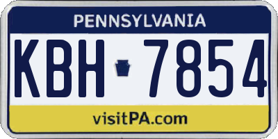 PA license plate KBH7854