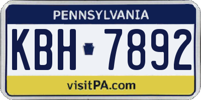 PA license plate KBH7892