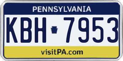 PA license plate KBH7953