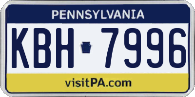 PA license plate KBH7996