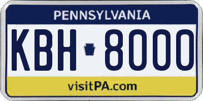 PA license plate KBH8000