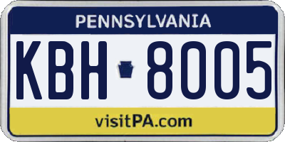 PA license plate KBH8005