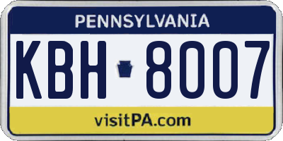 PA license plate KBH8007