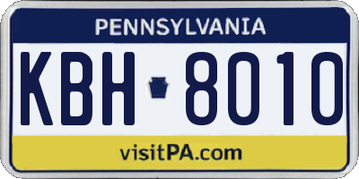 PA license plate KBH8010