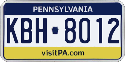 PA license plate KBH8012
