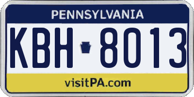 PA license plate KBH8013