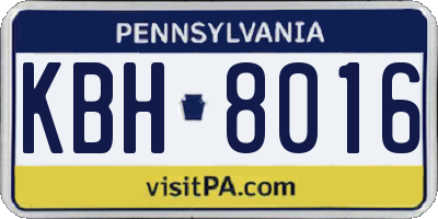 PA license plate KBH8016
