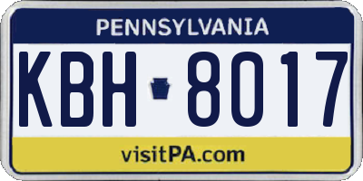 PA license plate KBH8017