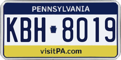 PA license plate KBH8019