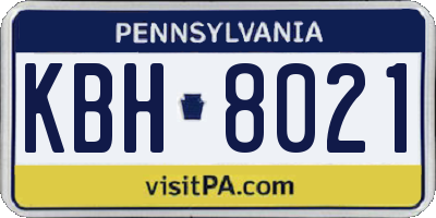 PA license plate KBH8021