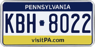 PA license plate KBH8022